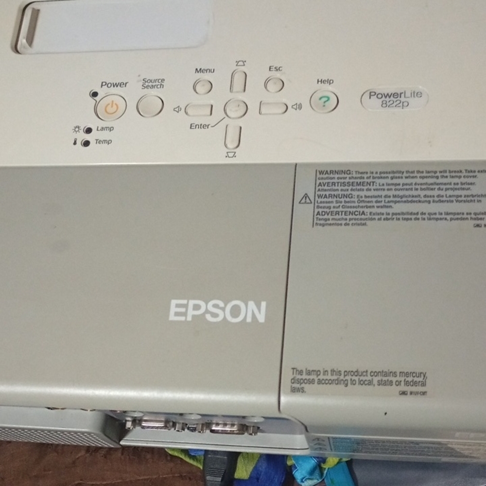Epson PowerLite 822P Projector - White and Gray